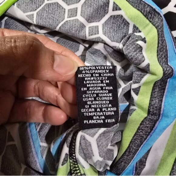 "Mlle Gabrielle" Dress, Stylish Black, Blue, Green And White Patterned Dress - Picture 11 of 16